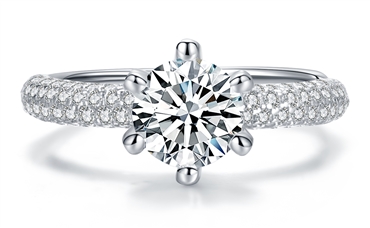 925银镶1克拉莫桑钻戒指SYR0225